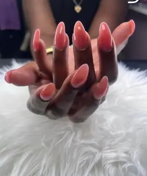 Showanda's recent work: coral almond nails