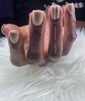 Showanda's recent work: champagne shimmer nails